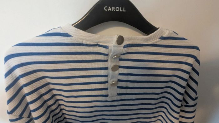 Pull rayé femme blanc et bleu S - photo numéro 7