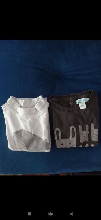 Lot 2 hauts manches longues Obaïbi 6 mois