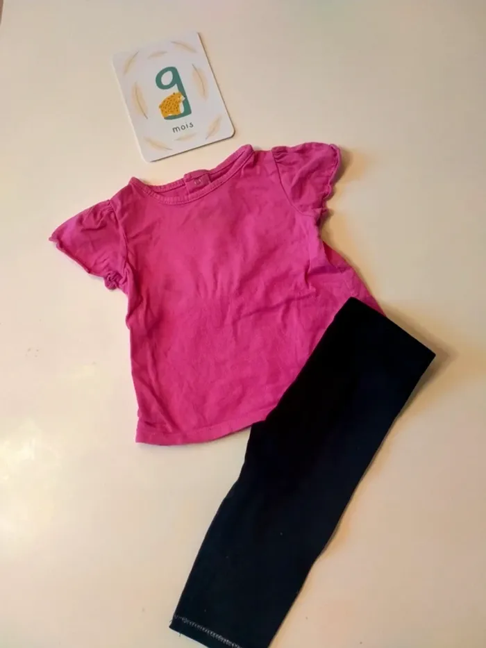 Ensemble bébé 9 mois T-shirt & legging - photo numéro 2