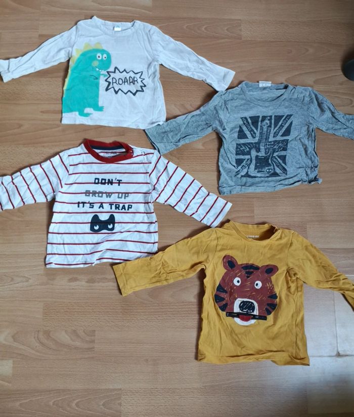 Lot 6 Tee-shirts manches longues 18 mois ours dino - photo numéro 2