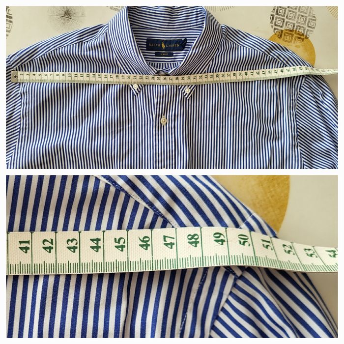 Ralph Lauren Chemise ML T2XL /TFr44/Big 2X-Rayures Bleu Roi &Blanc-Coupe Slim Fit-100%Coton - photo numéro 6