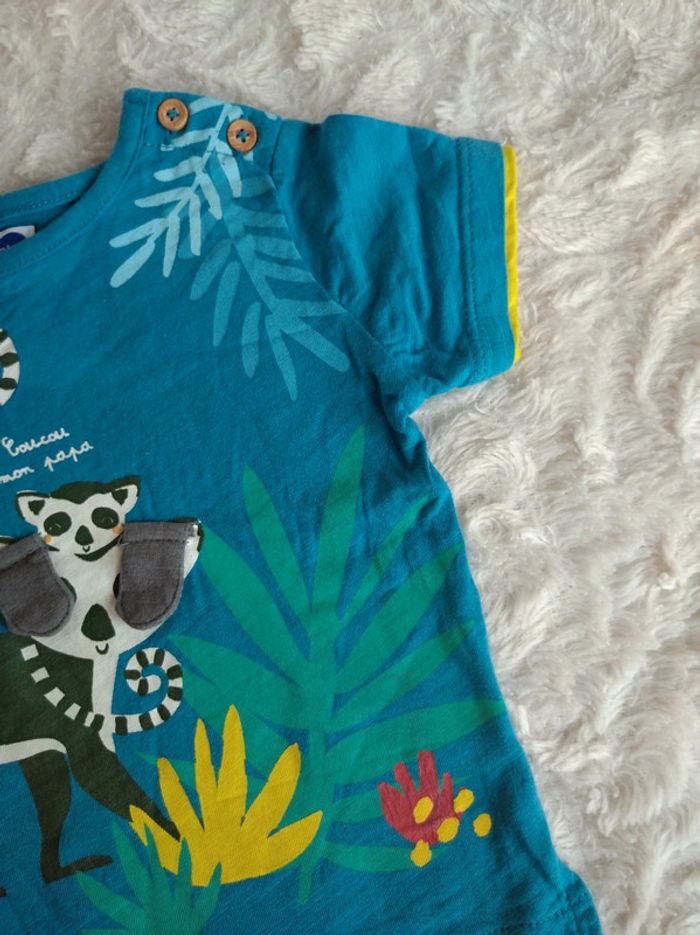 Tee shirt chemise manches courtes Garçon 12 mois Jungle Coucou Papa Lémurien Mots d'enfants - photo numéro 5