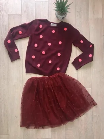 Pull bordeaux fille H&M Jupe Kiabi