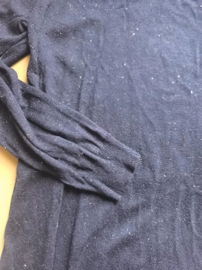 Robe pull bleu nuit avec col claudine noir - photo numéro 4