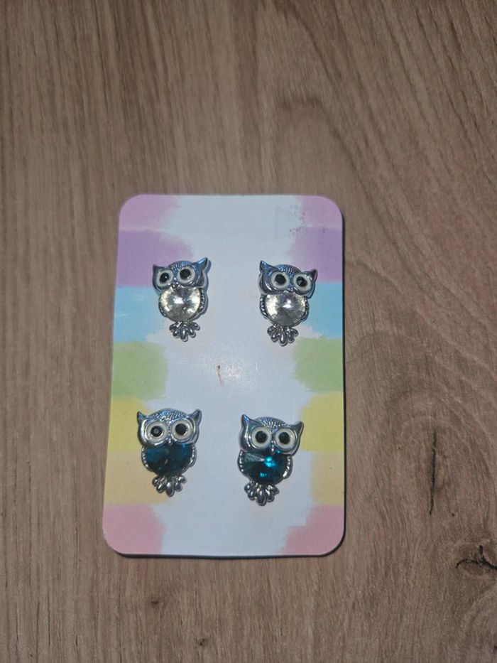 Lot de 2 paire de boucles d'oreilles Hiboux - photo numéro 3