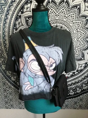 Tee-shirt crop top gris foncé imprimé dysney / bershka x disney / (S)
