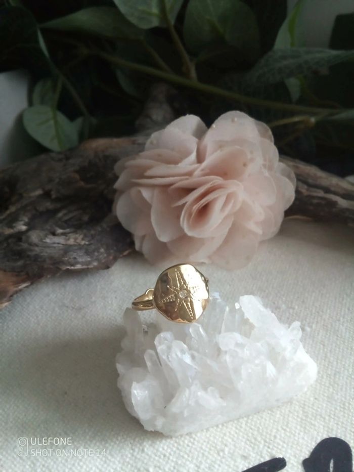 Bague étoile du Nord en acier inoxydable doré et zircon - photo numéro 3