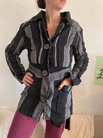 Veste mi longue gris et noir