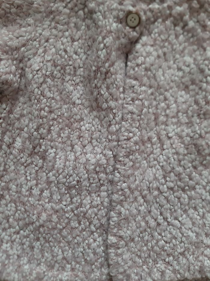 très joli gilet chaud rose chiné blanc effet pailleté fille - 24 mois - photo numéro 3
