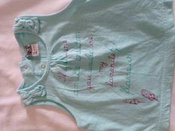 Petit au pour fille petit pull manche courtes avec petit ne sur les épaules et écriture devant voir photos marque papa l'oeil 12 mois