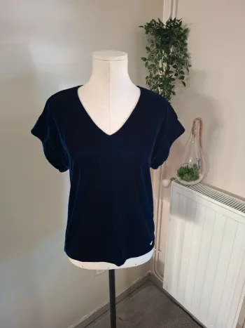 Tshirt effet velours bleu nuit