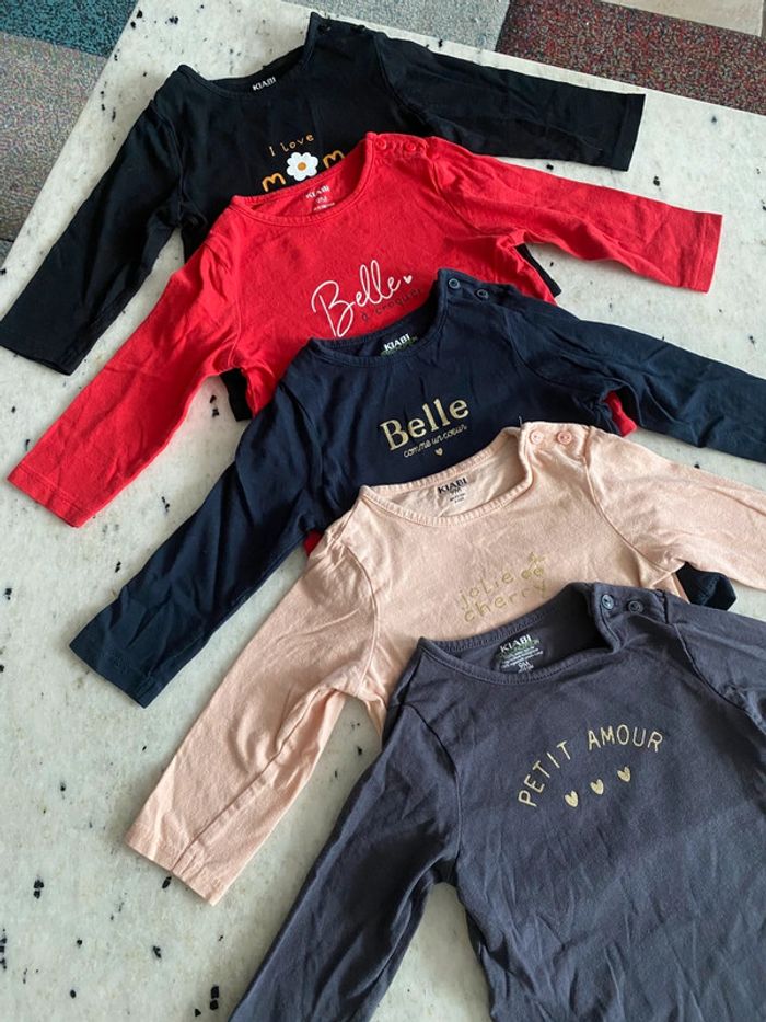 Lot 5 t-shirt manches longues Kiabi 9mois