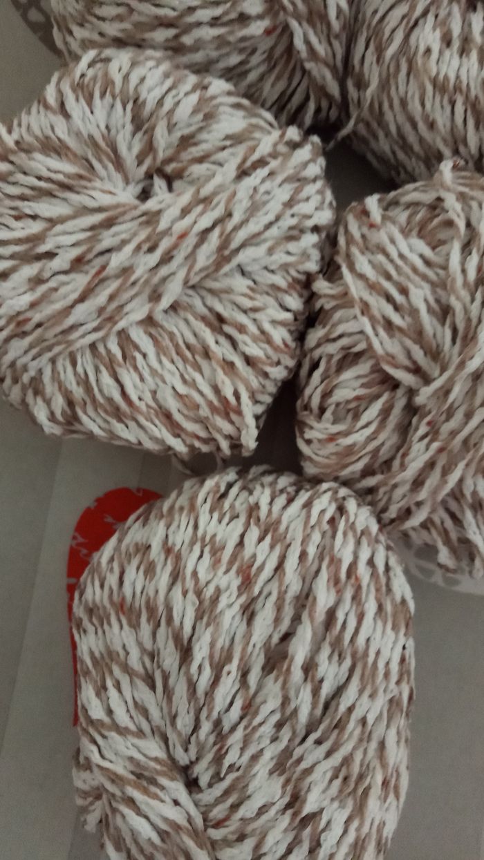 Lot de 5 Pelotes Fantaisie chinées Marron Clair et Blanc - Lot Neuf - photo numéro 2