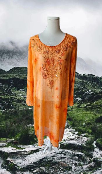 Robe longue avec perles et miroirs, sans marque, taille 2 (38/40)