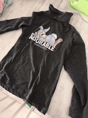 Tee shirt manches longues col roulé panpan disney 8 ans