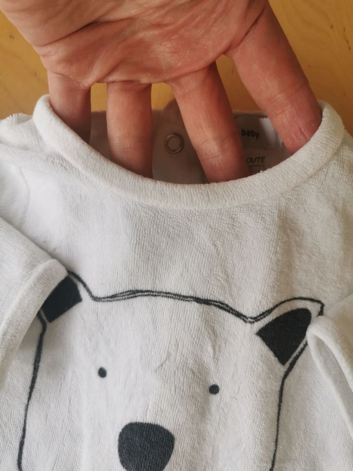 Pyjama bébé mixte blanc en velour 6mois la redoute tbe - photo numéro 5