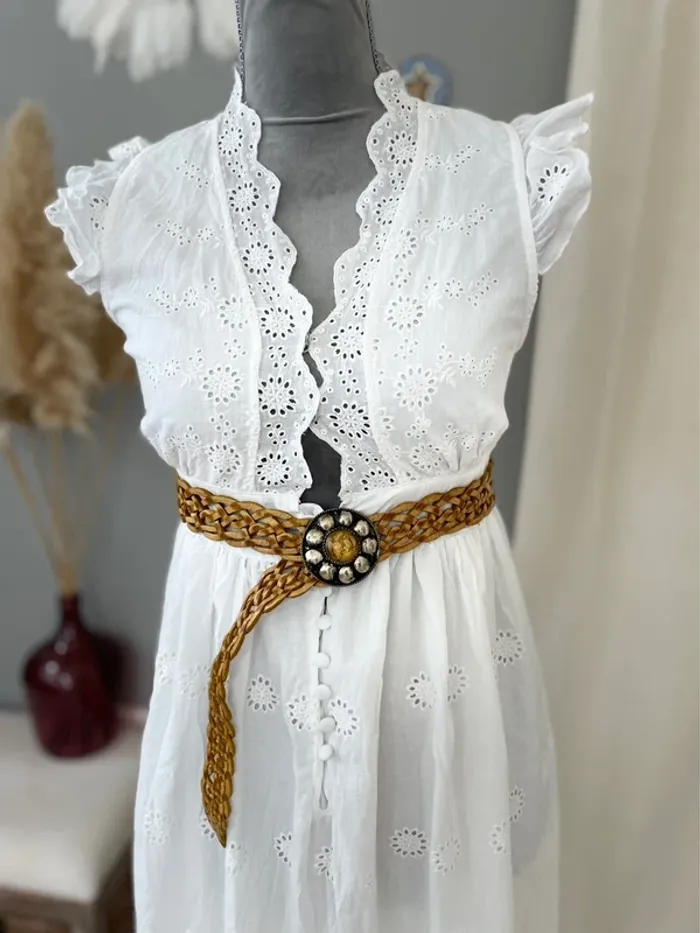 Ceinture cuir moutarde ajustable-taille unique - photo numéro 3