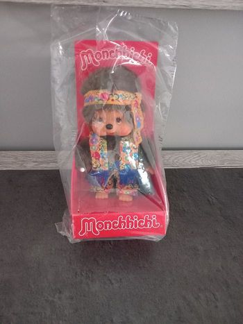 Monchhichi hippie power flower boy années 70 neuf 