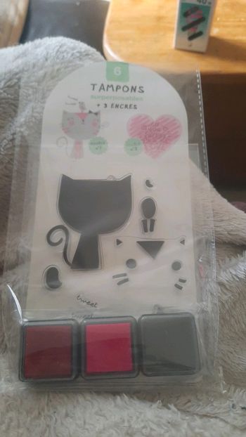 Tampon chat oiseau coeur