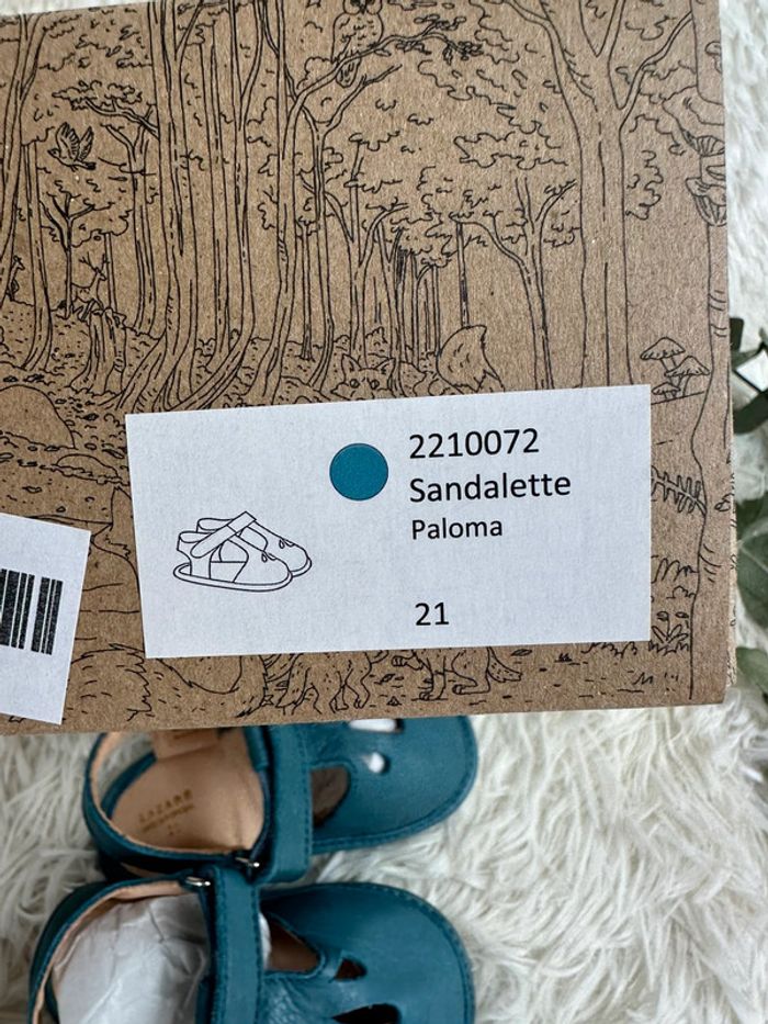 Paire de sandales Lazare taille 21 coloris bleu vert - photo numéro 6