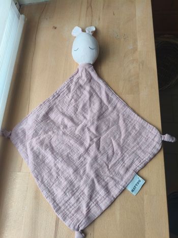 Doudou plat losange Lapin lange rose nature pure grey NATTOU.