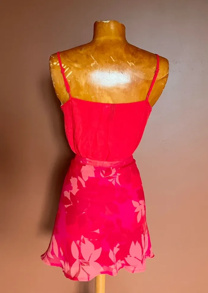 Jupe fluide rouge et rose - photo numéro 2