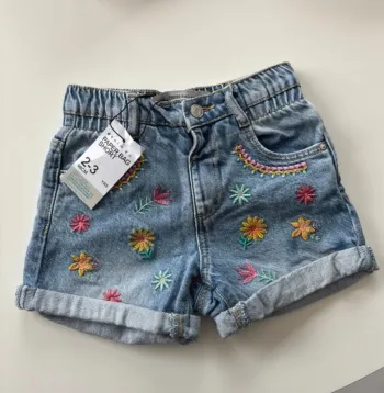 Short en jean fille 2-3 ans (98 cm) - Paper Bag - brodé