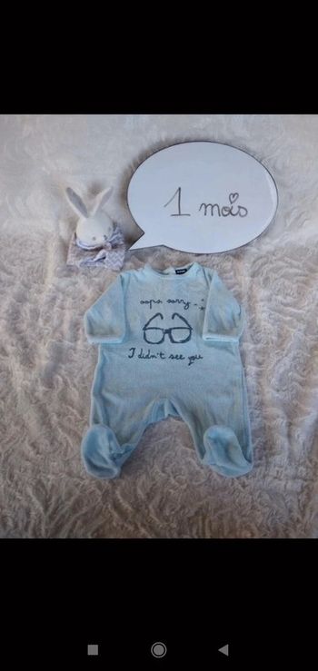 Pyjama grenouillère velours Garçon 1 mois Kiabi lunettes