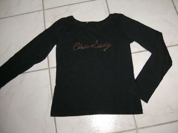 Tee shirt noir "CHIC LADY" doré taille XS TBE