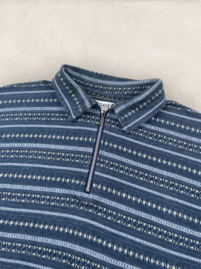 Polo manches longues, pull fin, bleu, S (687) - photo numéro 5