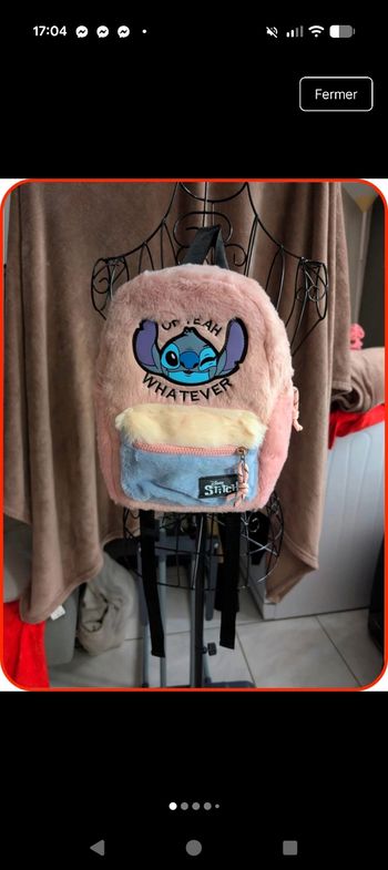 Petit sac à dos Stitch Disney - Peluche Rose - NEUF
