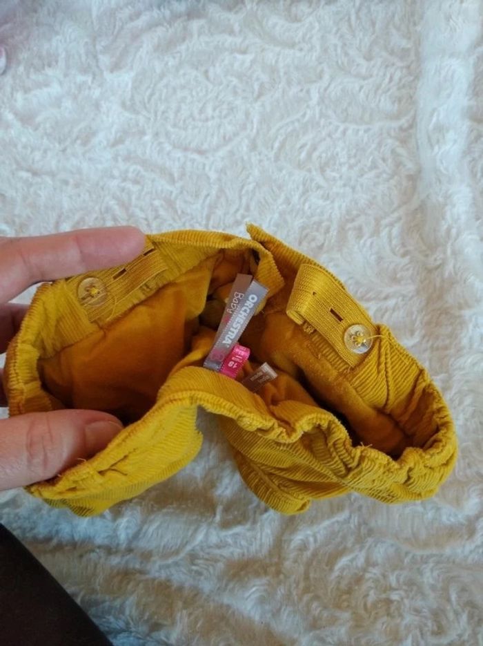 Short Fille 18 mois velours jaune moutarde Orchestra 100% coton - photo numéro 6