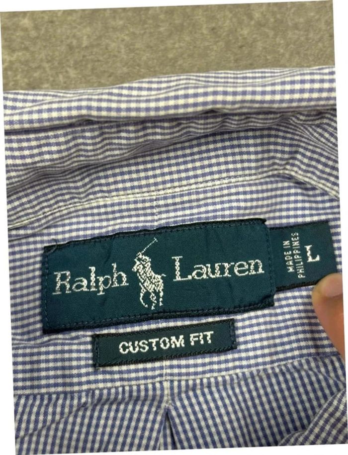 Chemise shirt Ralph Lauren bleu à rayure old money taille L - photo numéro 8