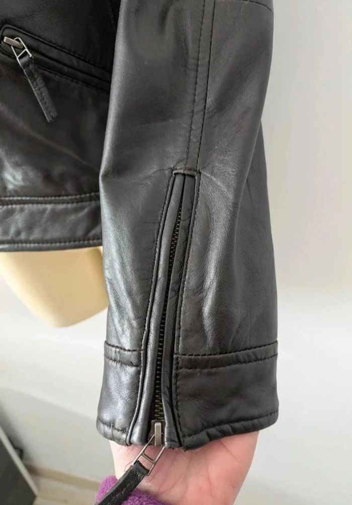 Veste zippée marron en cuir véritable - Saint Hilaire - taille 42 - photo numéro 11