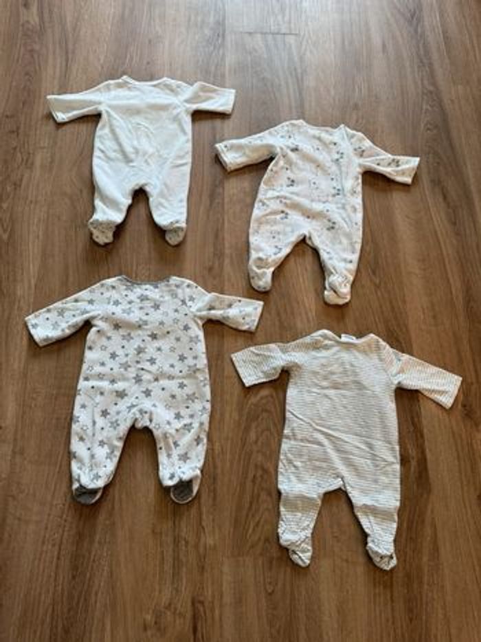Lot de 4 pyjamas grenouillère bébé 1 mois très bon état Gemo Tape à l’œil - photo numéro 6