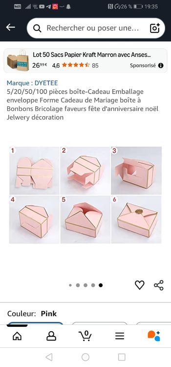 Lot de 25 boites roses pour bonbons ou cadeau