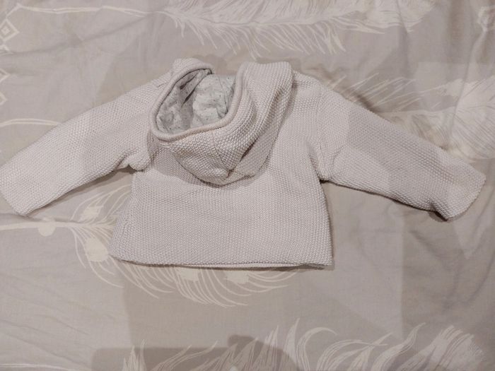 Gilet chaud tricot à capuche rose pâle Obaibi fille 12 mois - photo numéro 7