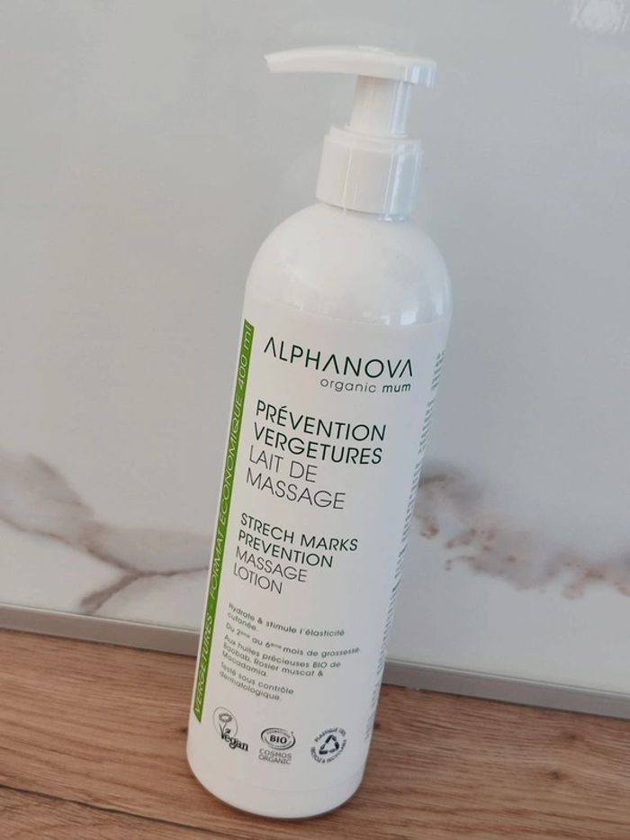Alphanova Lait de massage prévention vergetures 400ml