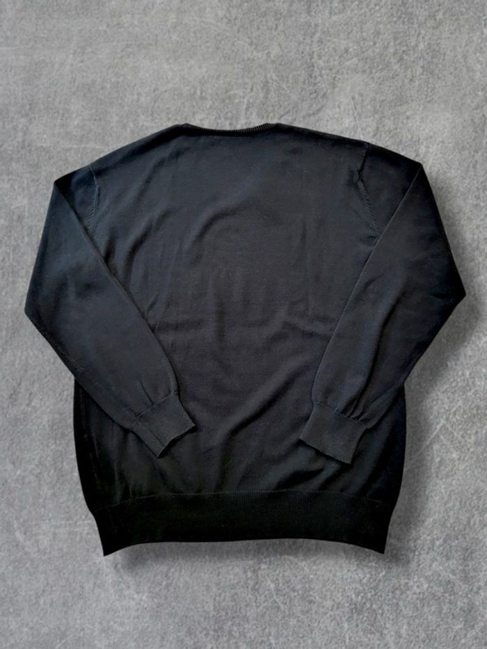 Pull fin noir nid d'abeilles 100% coton col V - XL - photo numéro 2