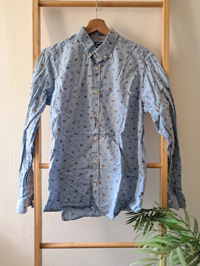 Chemise bleu clair Brice motif fleuri taille M parfait etat