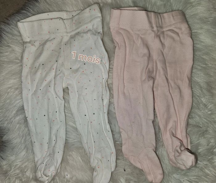 Lot de 2 pantalons à pieds bébé In Extenso – taille 56 cm (naissance)
