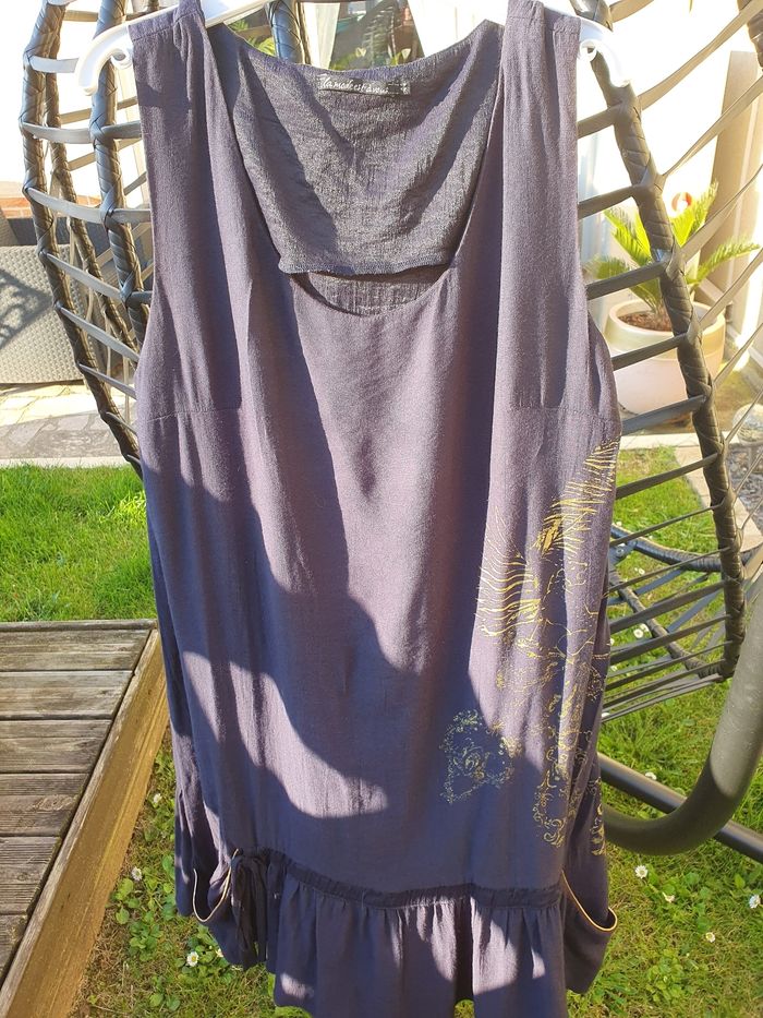 Tunique longue bleue marine et doré taille 44 - photo numéro 6