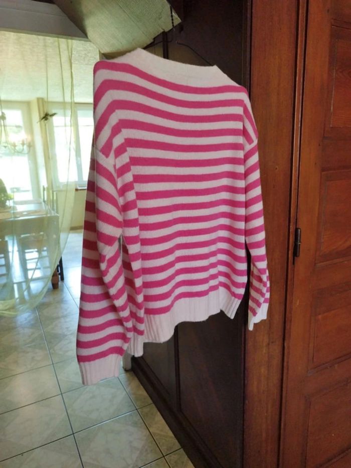 Pull sweatshirt rayures cœur vintage y2k L/40 - photo numéro 10