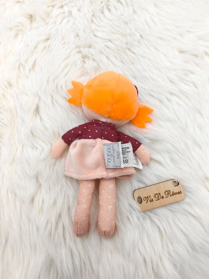 Doudou peluche Poupée chiffon demoiselle Mini Bonbon cheveux roux DC3690 - photo numéro 3
