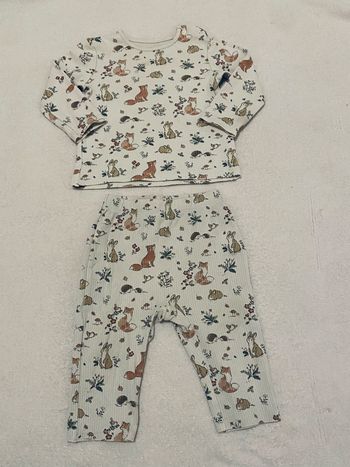 Ensemble fille 6-9 mois – Pyjama / tenue motifs animaux de la forêt – Très bon état