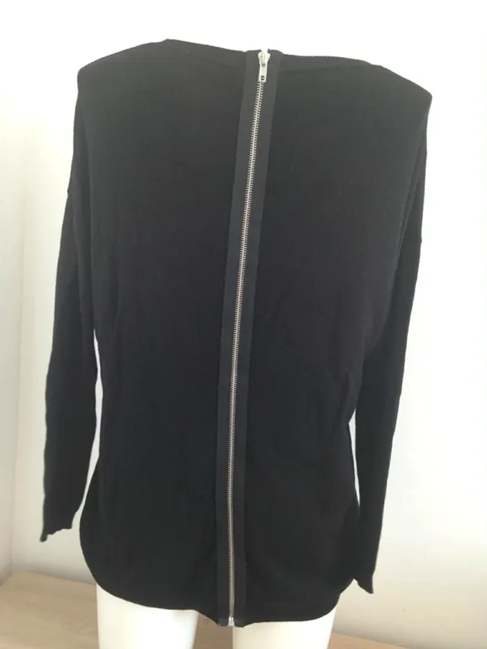 Pull fin col rond manches longues zippé oversize noir S 36 Atmosphère - photo numéro 5