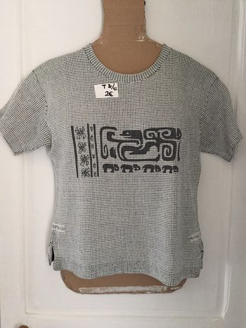 523-Tee shirt blanc/noir gaufré T 2 (42)