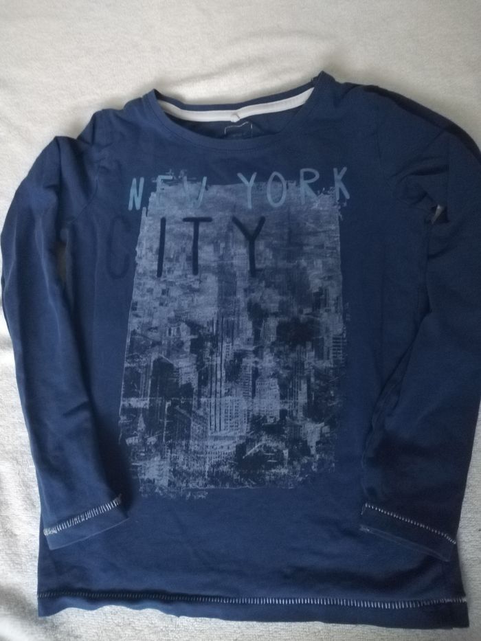 T shirt garçon 7 8 ans manches longues bleu marine new york