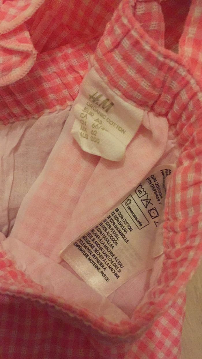 Barboteuse rose vichy H&M 2/4 mois - 62 cm - photo numéro 5