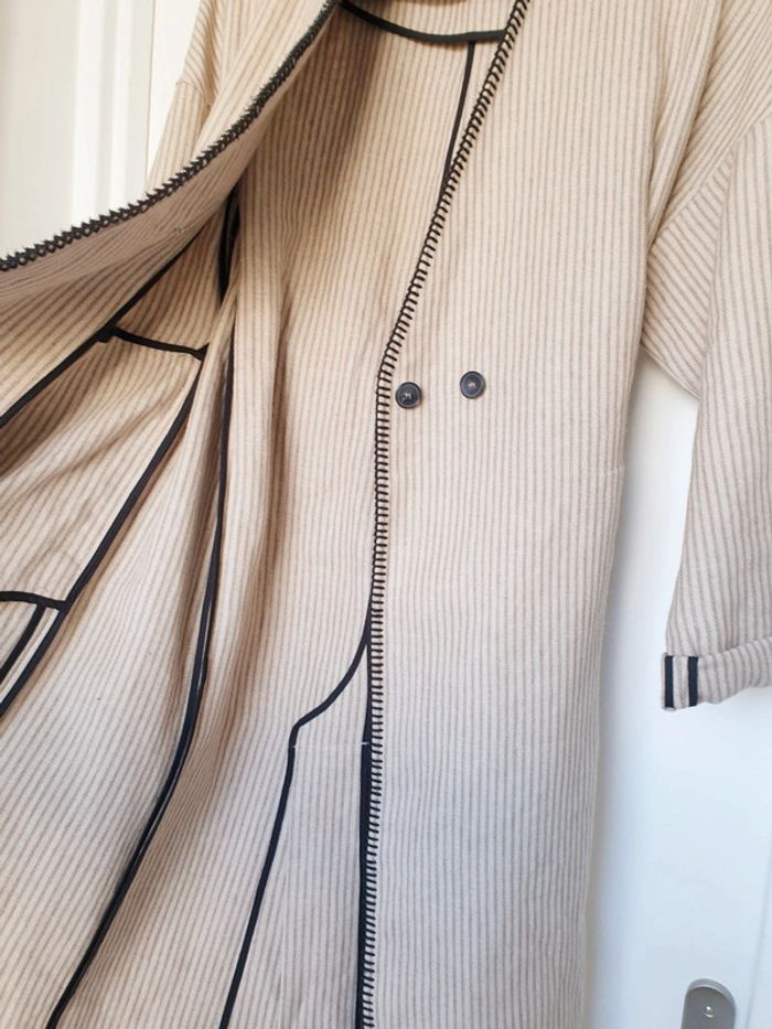 Veste longue Blazer Cardigan Trench 100% lin Zara Taille S - photo numéro 5